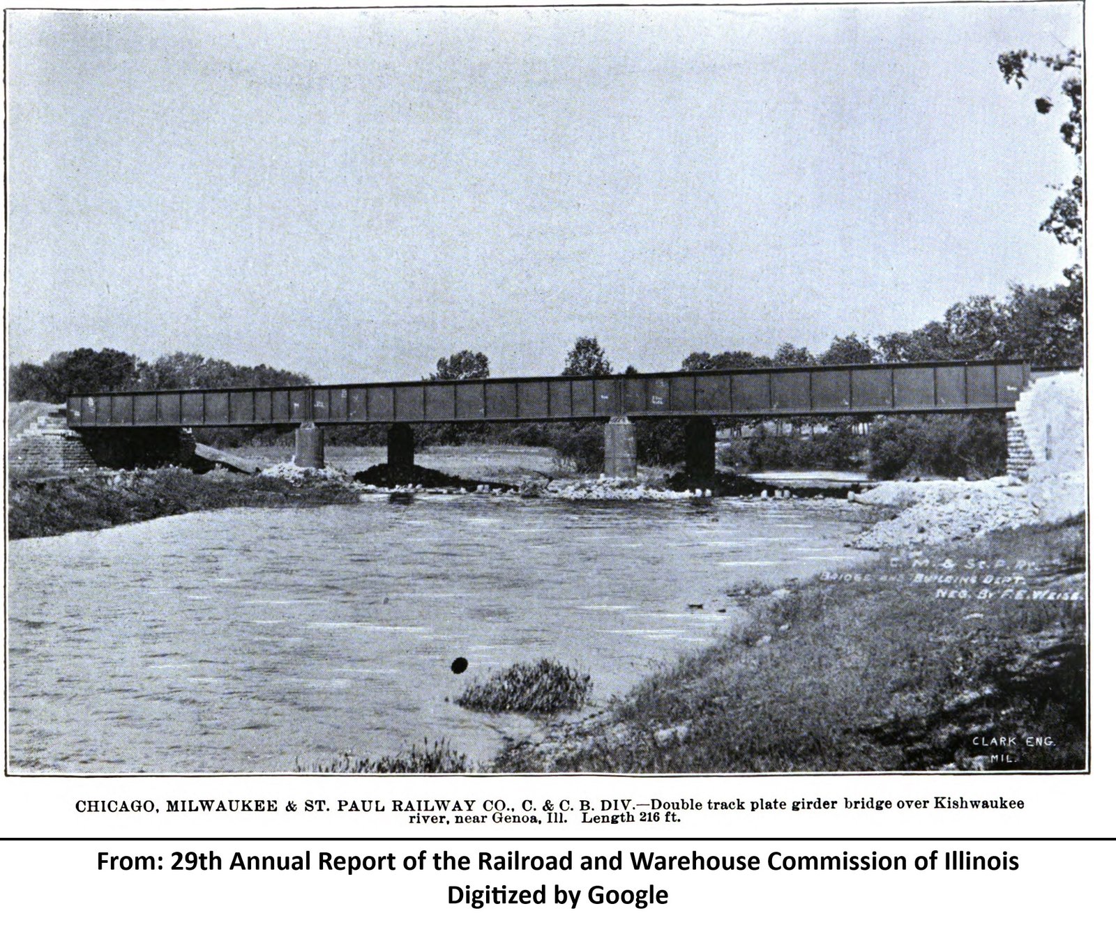 Historic photo showing girder span at previous location